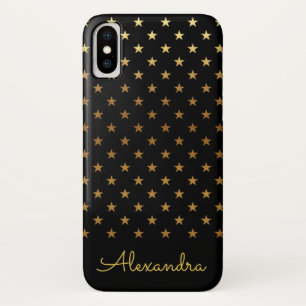 Black Foil Stars Pattern and Custom Name Case-Mate iPhone Case
