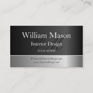 Black Foil & Steel Effect, Monogram Business Card