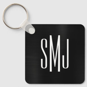 Black Foil Three Letter Monogram Keychain