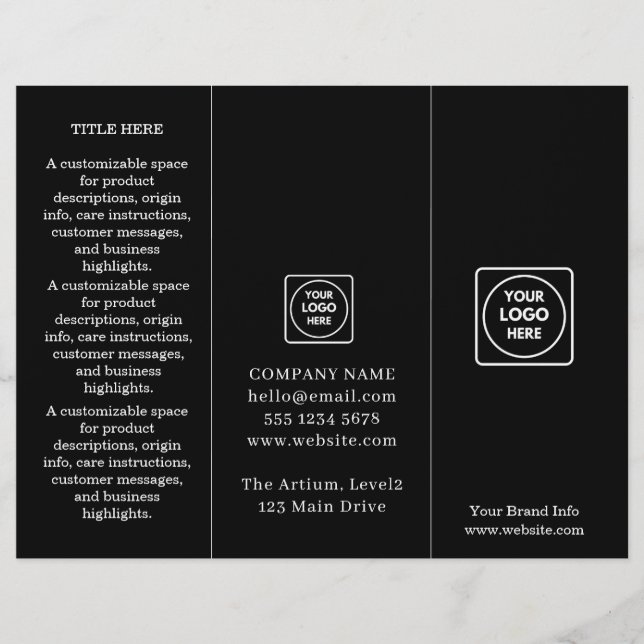 Black Folded Brochure | Custom Modern Business  (Front)