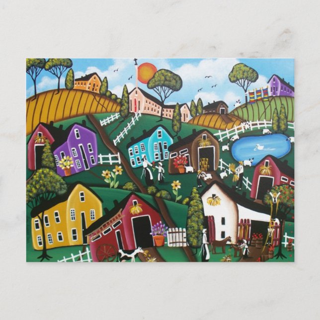 BLACK FOLK ART perdu mouton par LORI EVERETT carte (Devant)