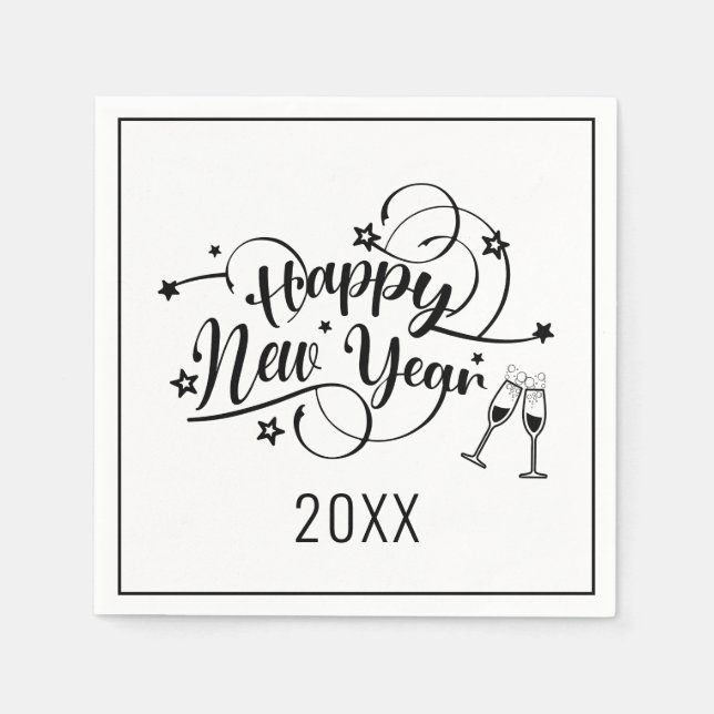 Black Font New Year's Cocktail Napkins (Front)