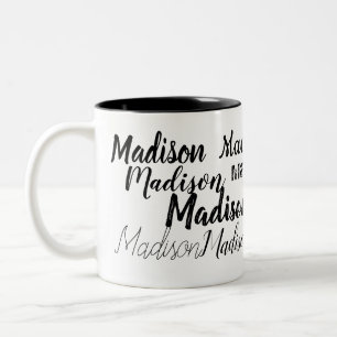 Black Fonts Your Name Personalized Two-Tone Coffee Mug