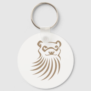Black Footed Ferret in Swish Drawing Style Keychain