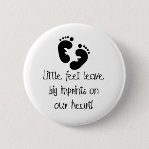 Black Footprints Little Feet Big Imprints 2 Inch Round Button