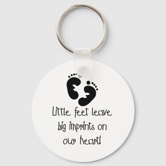 Black Footprints Little Feet Big Imprints Keychain (Front)