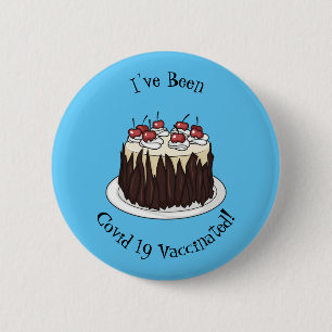 Black Forest cake cartoon illustration 2 Inch Round Button