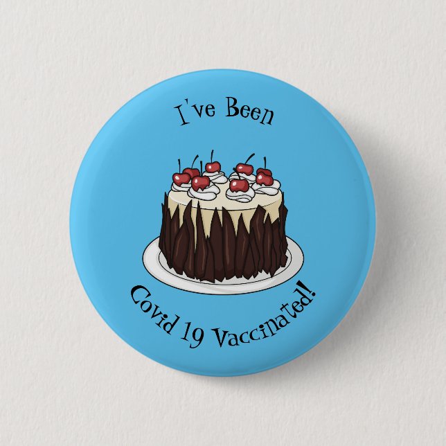 Black Forest cake cartoon illustration 2 Inch Round Button (Front)