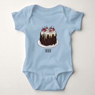Black Forest cake cartoon illustration  Baby Bodysuit