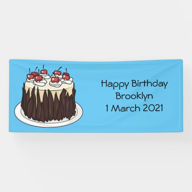 Black Forest cake cartoon illustration Banner (Horizontal)