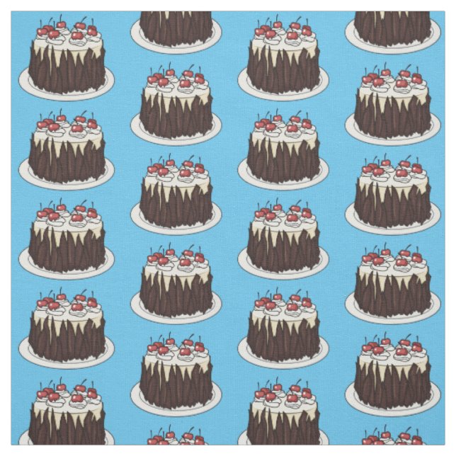 Black Forest cake cartoon illustration Fabric (Swatch)