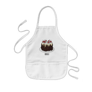 Black Forest cake cartoon illustration Kids Apron