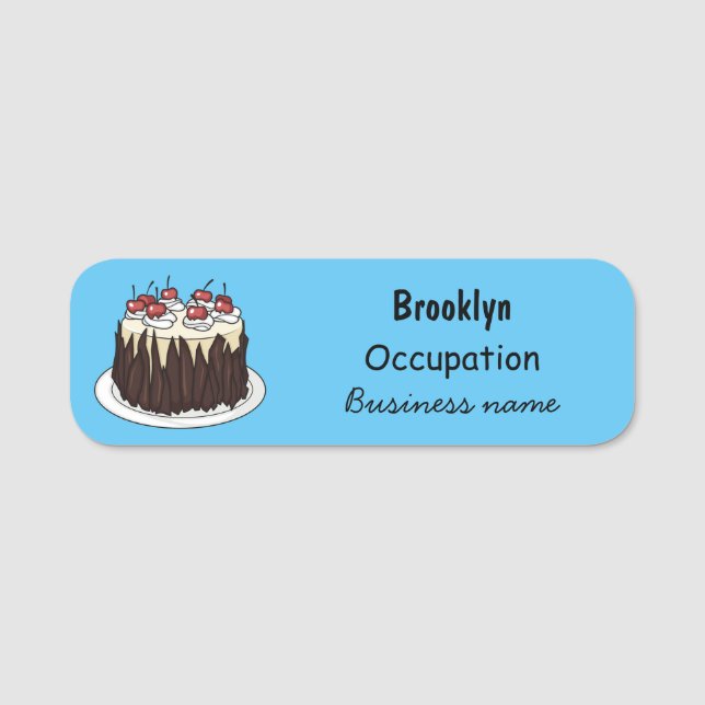 Black Forest cake cartoon illustration Name Tag (Front)