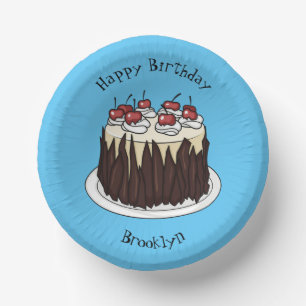 Black Forest cake cartoon illustration Paper Plate