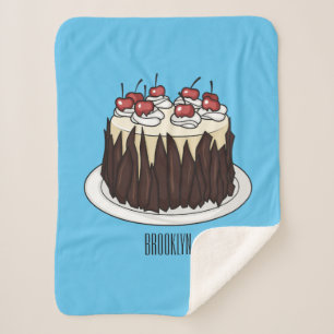 Black Forest cake cartoon illustration Sherpa Blanket
