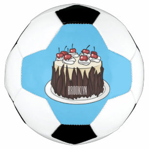 Black Forest cake cartoon illustration Soccer Ball