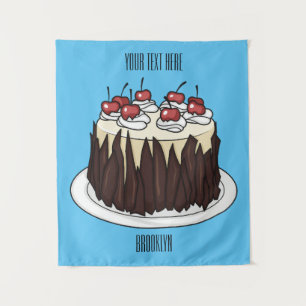 Black Forest cake cartoon illustration Tapestry