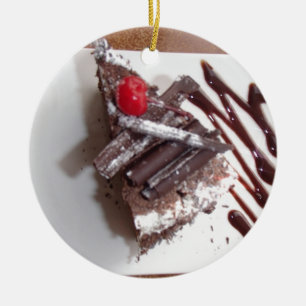 Black forest cake ceramic ornament