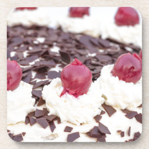 Black Forest cake in detail with white background Coaster