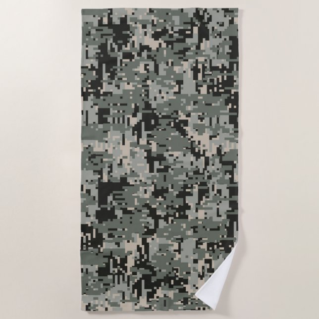 Black Forest Digital Camo Pattern Decor on a Beach Towel (Front)