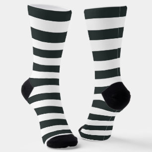Black Forest Green and White Stripes Socks