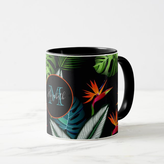 Black forest jungle green foliage leaves mug (Front Right)