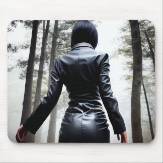 Black Forest - Lone girl in the spooky forest Mouse Pad