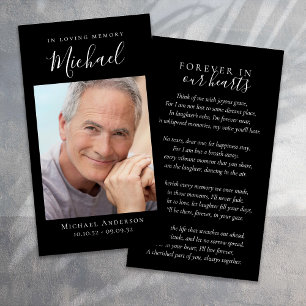Black Forever in Our Hearts Memorial Prayer Card