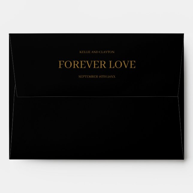 Black Forever Love Wedding Envelope (Back (Top Flap))