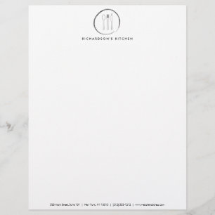 Black Fork Spoon Knife Sketch Catering Logo Letterhead