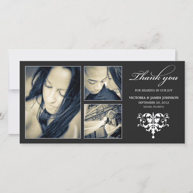 BLACK FORMAL COLLAGE | WEDDING THANK YOU CARD (Front)