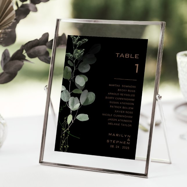 Black Formal Minimal Table Number 1 Seating Chart (Creator Uploaded)