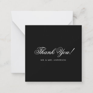 Black Formal Minimalist Script Wedding Thank You Card