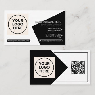 Black Formal QR Code Professional Corporate Modern Business Card