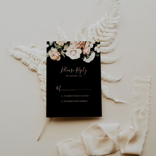 Black Formal Royal Floral RSVP Card