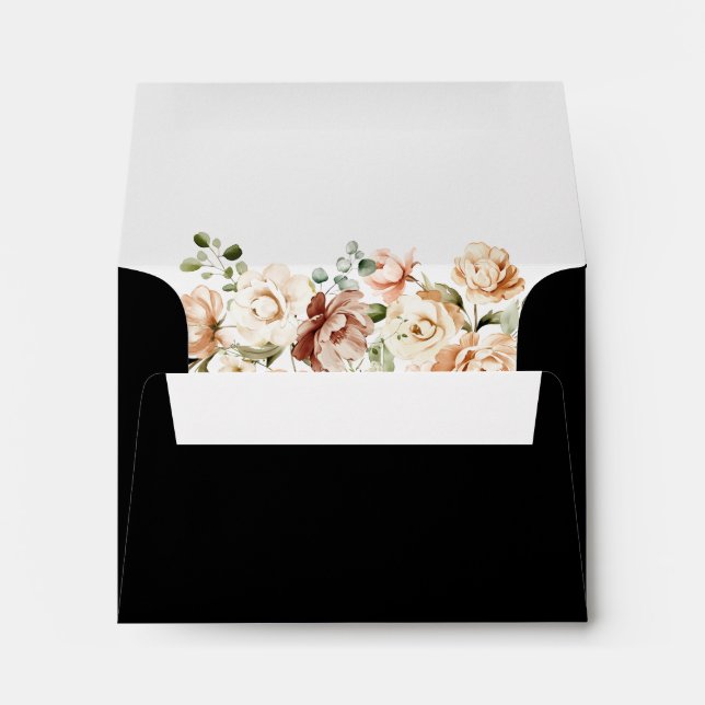 Black Formal Royal Floral Self-Addressed RSVP  Envelope (Back (Bottom))
