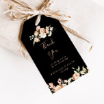 Black Formal Royal Floral Wedding Thank You Gift Tags<br><div class="desc">These black formal royal floral wedding thank you favour tags are perfect for a modern wedding reception. The design features watercolor pink, blush, and white elegant flowers with emerald green leaves. Personalize these tags with a short message, your names, and your wedding date. You can change the wording on these...</div>