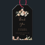 Black Formal Royal Floral Wedding Thank You Gift Tags<br><div class="desc">These black formal royal floral wedding thank you favour tags are perfect for a modern wedding reception. The design features watercolor pink, blush, and white elegant flowers with emerald green leaves. Personalize these tags with a short message, your names, and your wedding date. You can change the wording on these...</div>