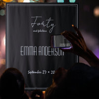 Black Forty and fabulous personal text Backdrop