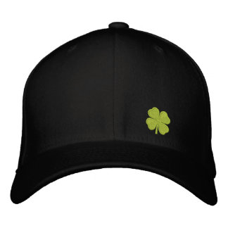 Black  Four Leaf Clover St. Patrick - CUSTOMIZABLE Embroidered Hat