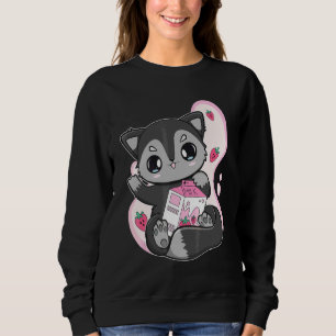 Black Fox Strawberry Milk Bubble Tea For Boba Sweatshirt