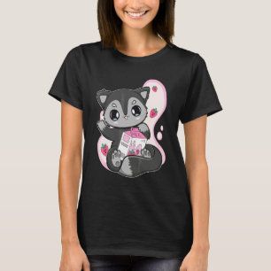 Black Fox Strawberry Milk Bubble Tea For Boba   T-Shirt