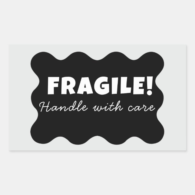 Black Fragile handle with care Business  Sticker (Front)