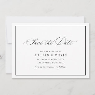 Black frame calligraphy wedding save the date card