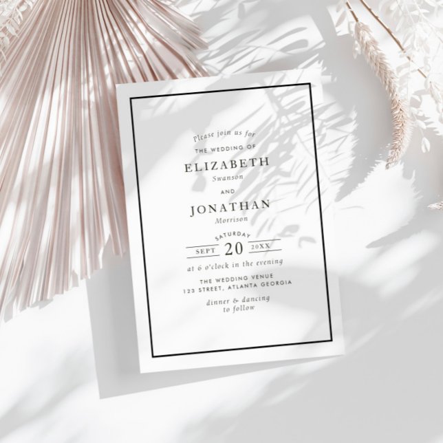 black frame elegant modern wedding  invitation (Creator Uploaded)