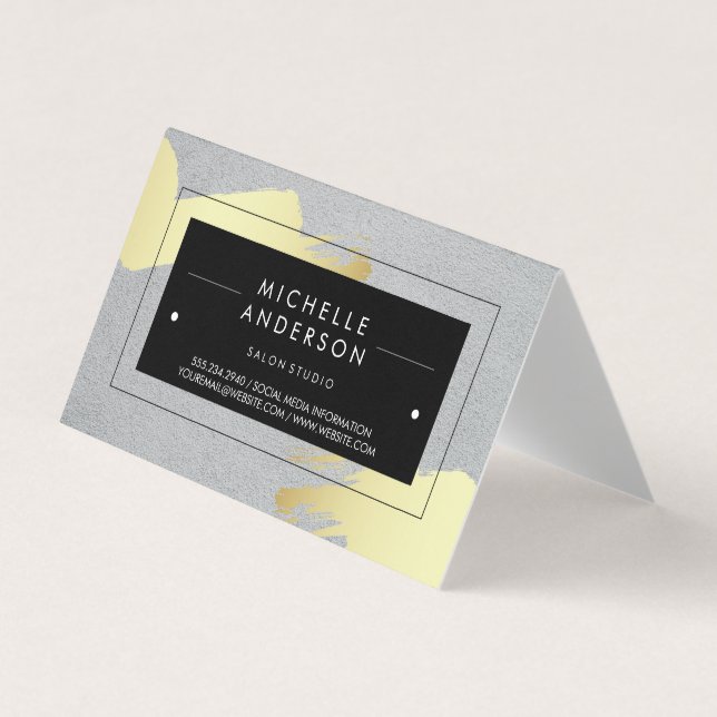 Black Frame / Modern Brushed Business Card (Front)