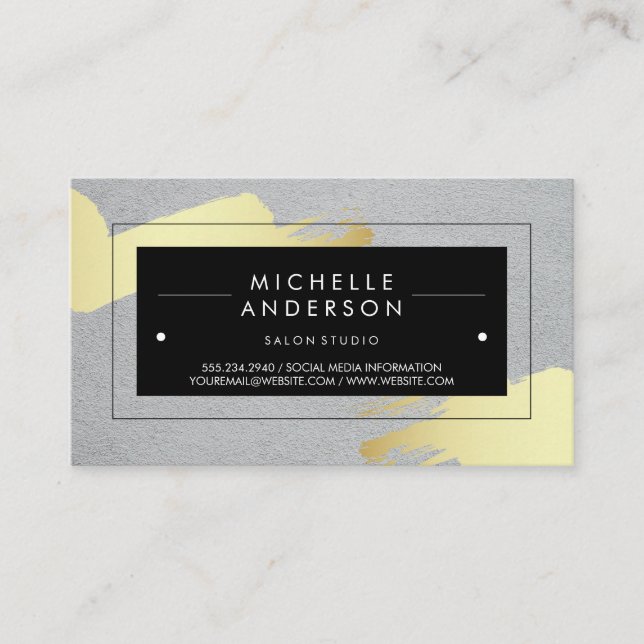 Black Frame / Modern Brushed Business Card (Front)
