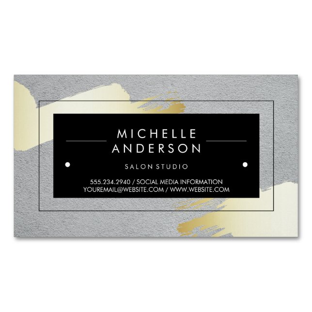 Black Frame / Modern Brushed Magnetic Business Card (Front)