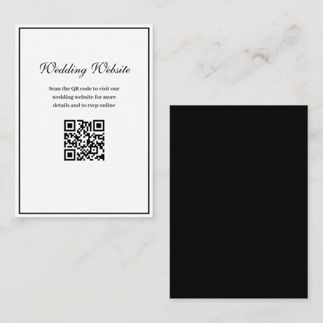 black frame QR code wedding website Enclosure Card (Front/Back)