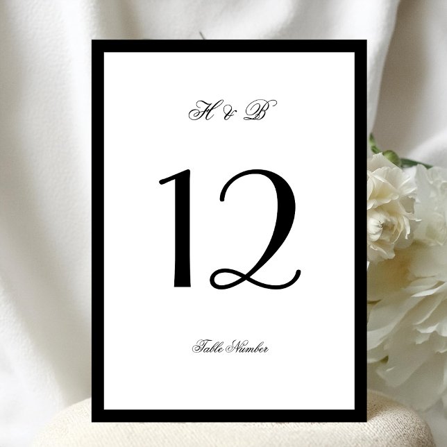 Black Framed White Formal 5 x 7 Table Numbers (Creator Uploaded)